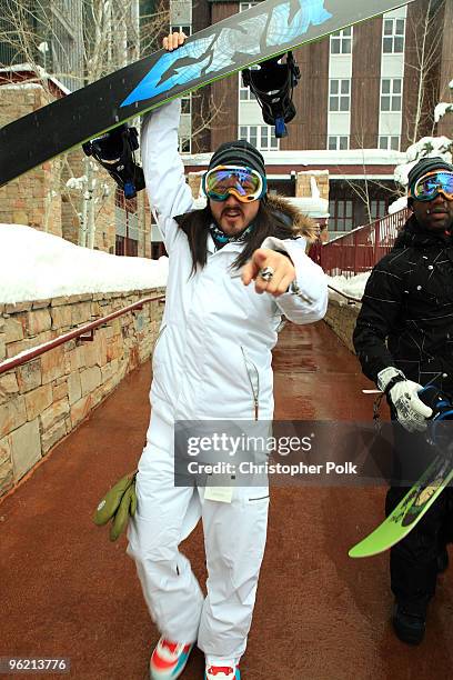 Steve Aoki attends Oakley "Learn To Ride" Snowboard fueled by Muscle Milk at Oakley Lodge on January 23, 2010 in Park City, Utah.