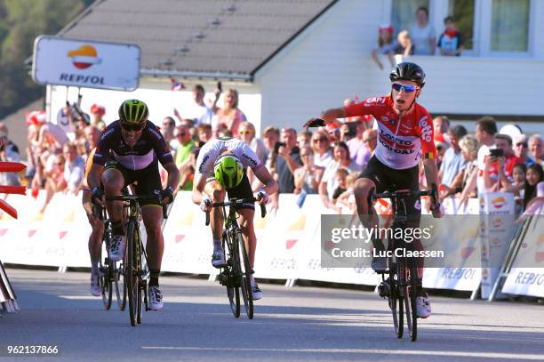 Arrival / Bjorg Lambrecht of Belgium and Team Lotto Soudal / Michael Albasini of Switzerland and Team Mitchelton-Scott Black Points Jersey / Edvald...