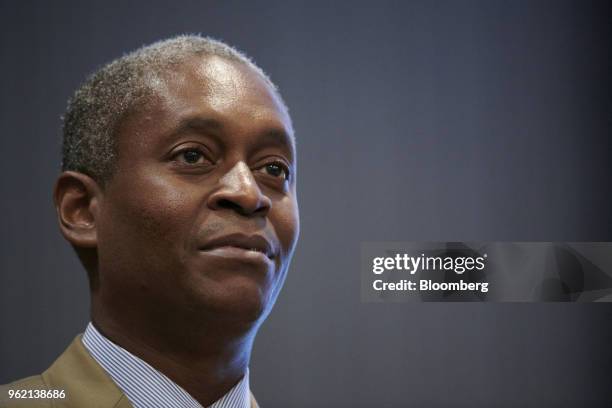 Raphael Bostic, president and chief executive officer of the Federal Reserve Bank of Atlanta, pauses while speaking during the the Federal Reserve...