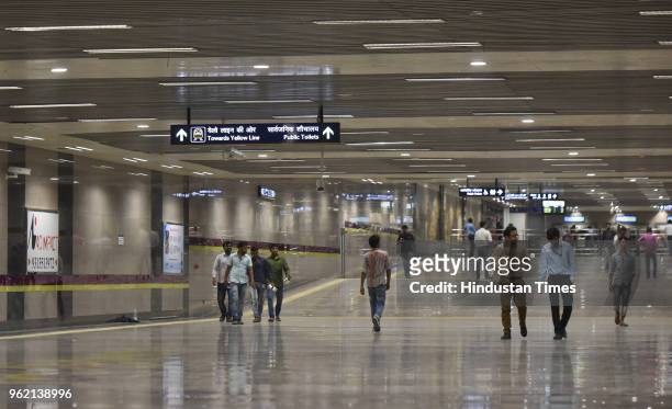 View of Hauz Khas Metro Station on Magenta Line Metro during a press preview on May 24, 2018 in New Delhi, India. The much-awaited section will be...