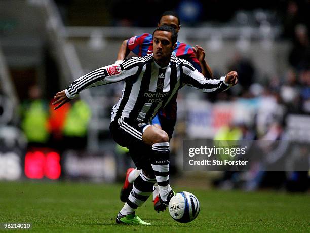 New Newcastle signing Wayne Routledge in action during the Coca-Cola Championship game between Newcastle United and Crystal Palace at St James' Park...