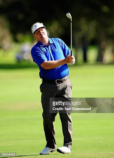 Carl Pettersson of Sweden plays a shot during the first round of the Sony Open at Waialae Country Club on January 14, 2010 in Honolulu, Hawaii.