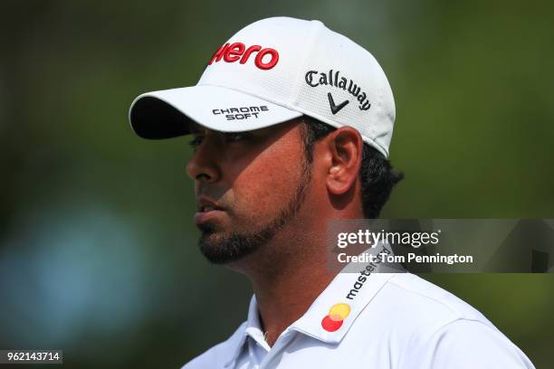 Anirban Lahiri of India looks on on the tenth hole during round one of the Fort Worth Invitational at Colonial Country Club on May 24, 2018 in Fort...