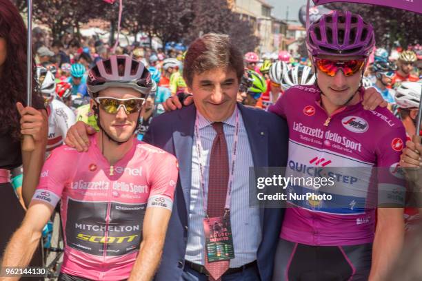 Start stage 18 Urbano Cairo , YATES Simon Philip MITCHELTON - SCOTT Pink jersey - Elia Viviani during the 101st Tour of Italy 2018, Stage 18...