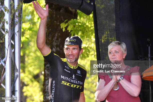 Podium / Michael Albasini of Switzerland and Team Mitchelton-Scott / Celebration / during the 11th Tour des Fjords 2018, Stage 3 a 183km stage from...