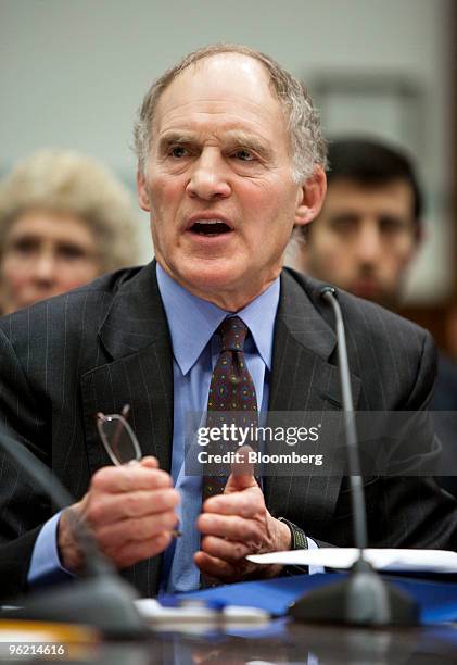 Stephen Friedman, former chairman of the Federal Reserve Bank of New York and current Goldman Sachs Group Inc. Board member, testifies at a House...