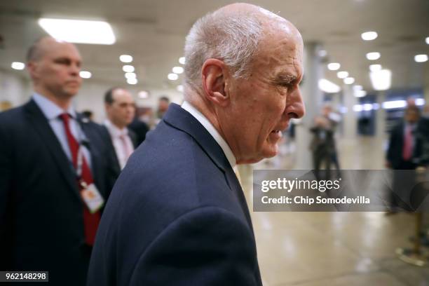 Director of National Intelligence Daniel Coats arrives to brief members of the so-called 'Gang of Eight' at the U.S. Capitol May 24, 2018 in...