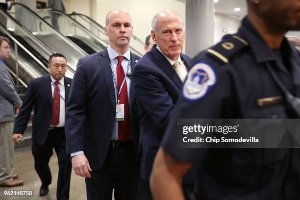 Director of National Intelligence Daniel Coats arrives to brief members of the so-called 'Gang of Eight' at the U.S. Capitol May 24, 2018 in...