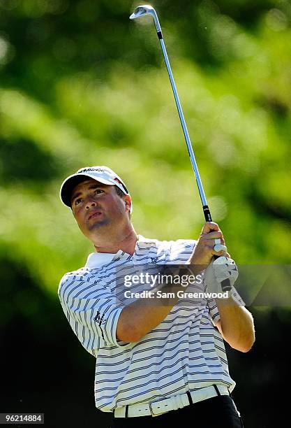 Ryan Palmer plays a shot during the final round of the Sony Open at Waialae Country Club on January 17, 2010 in Honolulu, Hawaii.