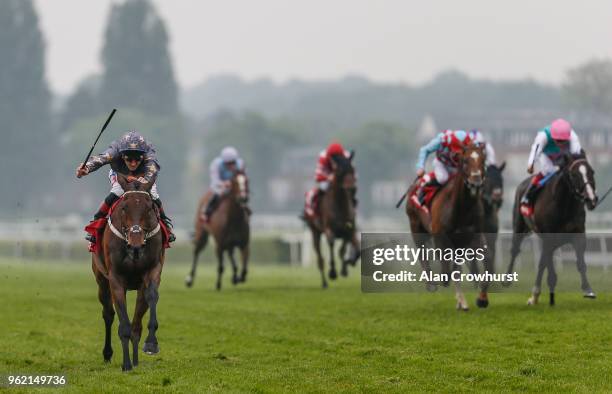 Fran Berry riding Magic Circle win The Matchbook VIP Henry II Stakes at Sandown Park racecourse on May 24, 2018 in Esher, United Kingdom.