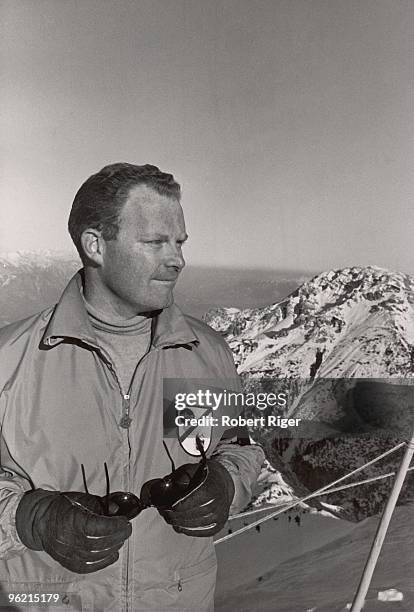 Roone Arledge of ABC TV looks on during the 1964 Winter Olympics in Innsbruck, Austria.