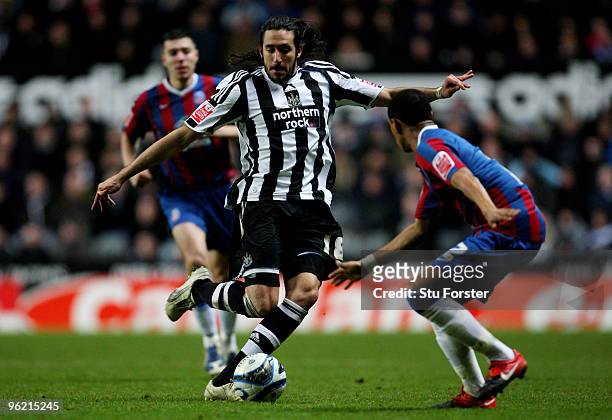 Newcastle winger Jonas Gutierrez in action during the Coca-Cola Championship game between Newcastle United and Crystal Palace at St James' Park on...
