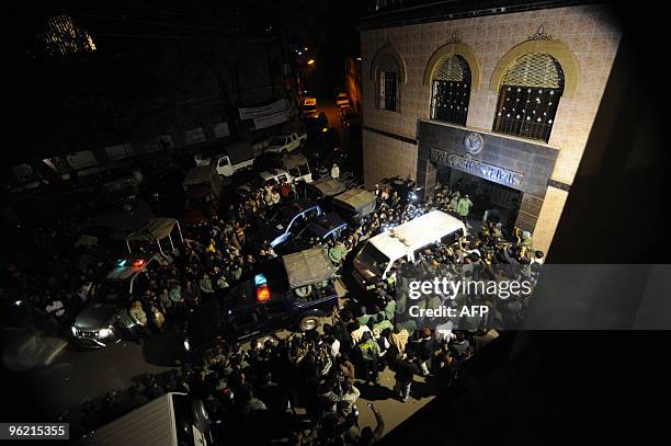 Ambulances leave the central prison with the dead bodies of the five killers of the nation's founding president Sheikh Mujibur Rahman, who were...