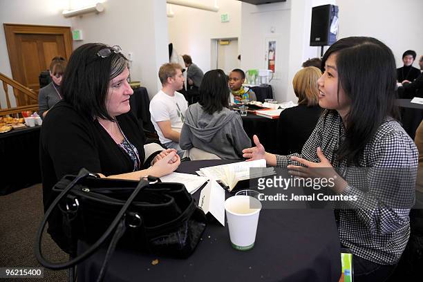 Director Katrina Kissa and Christine Kim of Cinetic attend the Sundance Industry meeting during the 2010 Sundance Film Festival at Miner's Hospital...