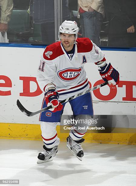 Brian Gionta of the Montreal Canadiens skates prior to the game against the Florida Panthers on January 26, 2010 at the BankAtlantic Center in...