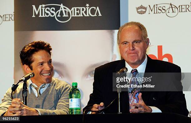 Two of the judges in the 2010 Miss America Pageant, saxophonist Dave Koz and radio talk show host and conservative commentator Rush Limbaugh, speak...