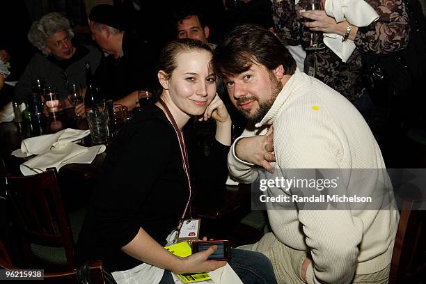 Actor-Producer Mali Elfman and DJ Thomas Golubic attend the BMI Zoom Dinner during the 2010 Sundance Film Festival at Zoom on January 26, 2010 in...