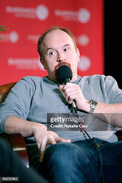 Comedian Louis C.K. Attends Cinema Café: On Pushing Boundaries at Filmmaker Lodge during the 2010 Sundance Film Festival on January 27, 2010 in Park...