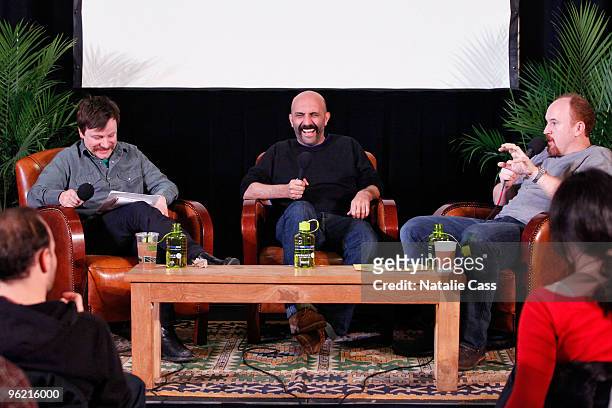 Mike Plant, Gaspar Noé, and Louis C.K. Attend Cinema Café: On Pushing Boundaries at Filmmaker Lodge during the 2010 Sundance Film Festival on January...