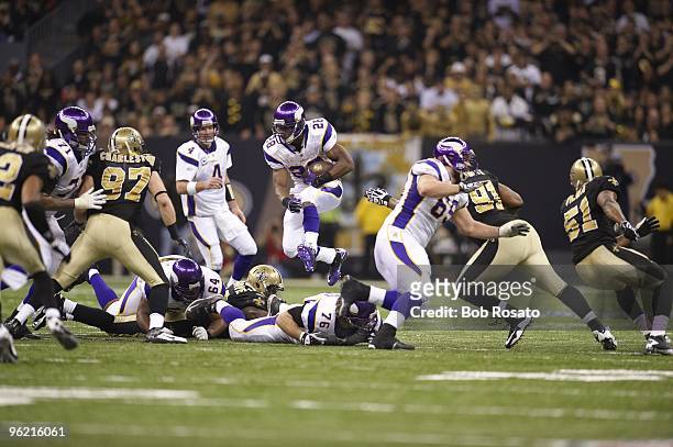Playoffs: Minnesota Vikings Adrian Peterson in action vs New Orleans Saints. New Orleans, LA 1/24/2010 CREDIT: Bob Rosato