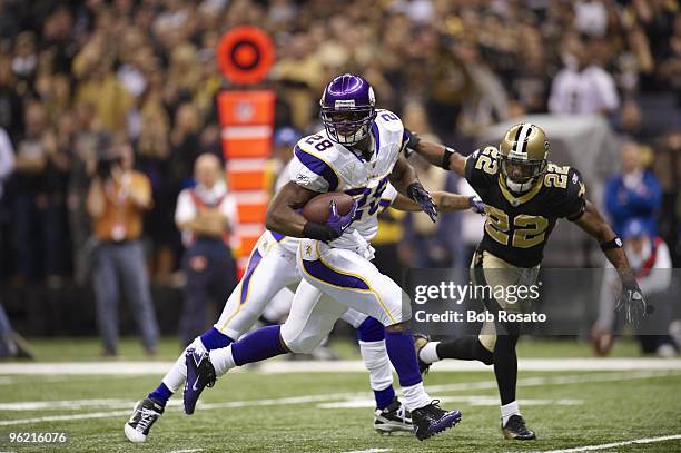 Playoffs: Minnesota Vikings Adrian Peterson in action vs New Orleans Saints. New Orleans, LA 1/24/2010 CREDIT: Bob Rosato