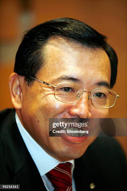 Li Dongsheng, chairman and chief executive officer of TCL Corp., speaks during an interview on the sidelines of the World Economic Forum in Dalian,...