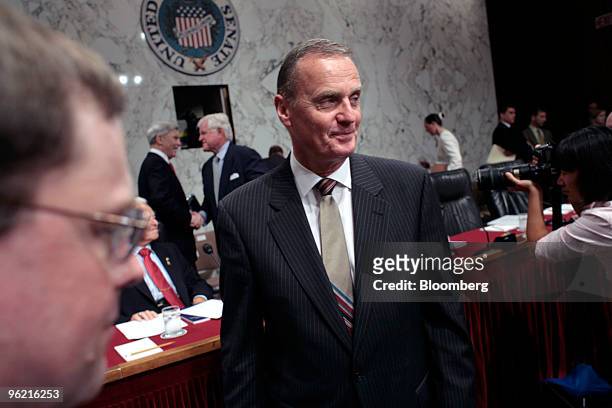 Retired General James L. Jones, chairman of the Iraqi Security Forces Independent Assessment Commission, arrives for a hearing of the Senate Armed...
