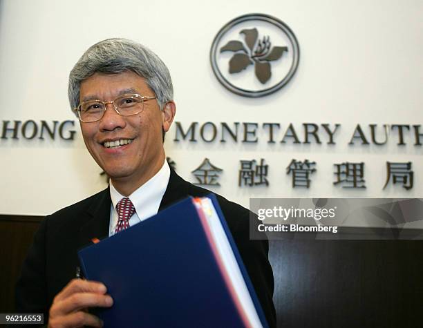 Hong Kong Monetary Authority Chief Executive Joseph Yam pauses after a press conference in Hong Kong, China Wednesday, May 18, 2005. The Hong Kong...