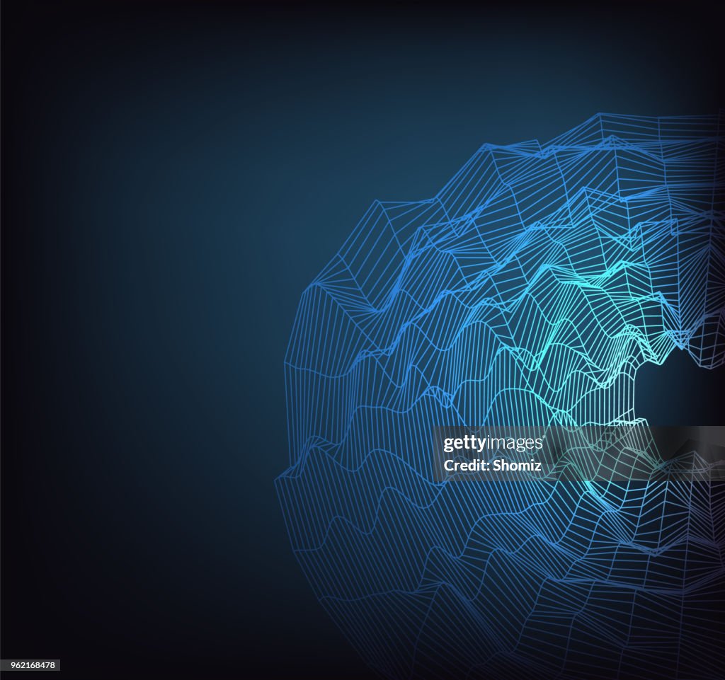 Wire Waveframe Graphics Abstract Polygonal Wave Wireframe Background High-Res Vector Graphic ...