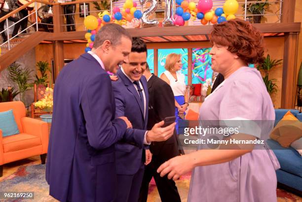 Alan Tacher, Alejandro Chaban and Raul Gonzalez at Despierta America's 21st anniversary at Univision Studios on May 22, 2018 in Miami, FL