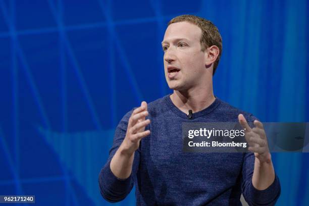 Mark Zuckerberg, chief executive officer and founder of Facebook Inc., speaks during the Viva Technology conference in Paris, France, on Thursday,...