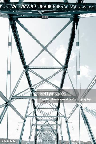 view of steel bridge against light sky - klaffbro bildbanksfoton och bilder