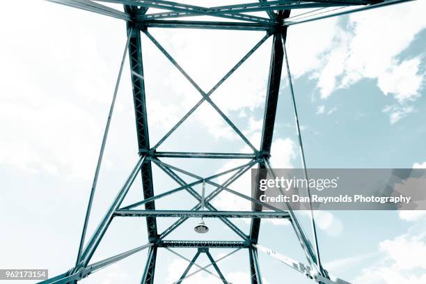 view of steel bridge against light sky - klaffbro bildbanksfoton och bilder