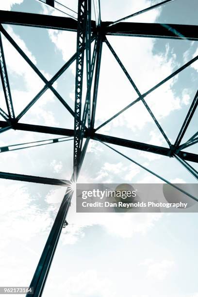 view of steel bridge against light sky - klaffbro bildbanksfoton och bilder