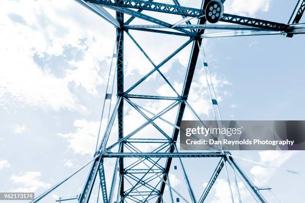 view of steel bridge against light sky - klaffbro bildbanksfoton och bilder