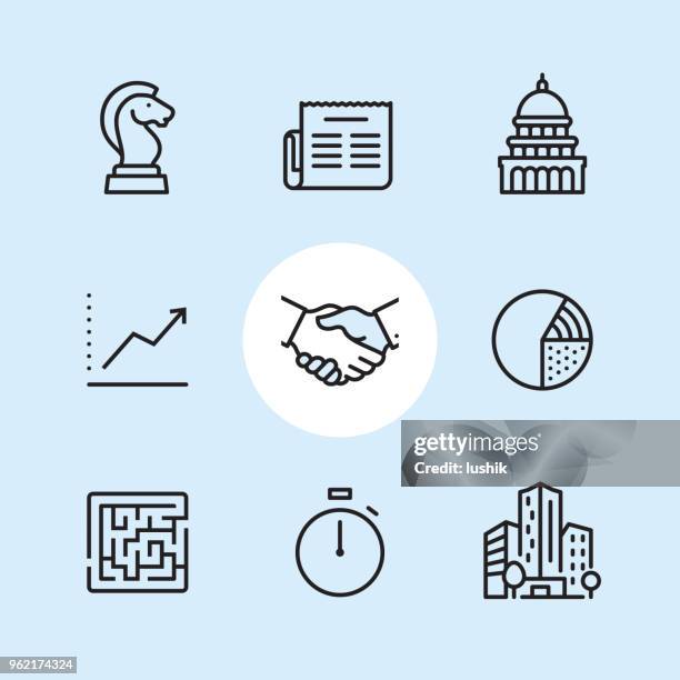 stockillustraties, clipart, cartoons en iconen met bedrijfsleven - overzicht pictogramserie - capitool gebouw washington dc