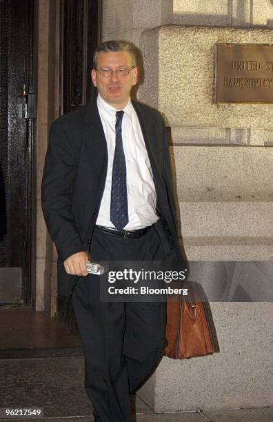 Douglas Mayer, a partner with Wachtell Lipton Rosen & Katz, leaves United States Bankruptcy Court in New York Thursday, November 10, 2005. Man Group...