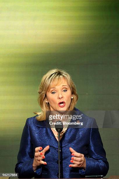 Mary Fallin, a Republican representative from Oklahoma, speaks on day four of the Republican National Convention at the Xcel Energy Center in St....