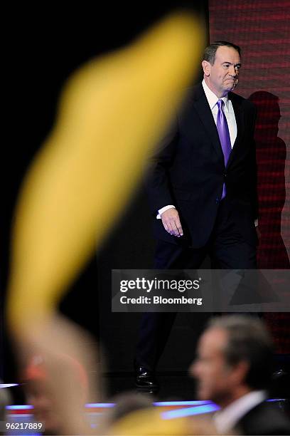 Mike Huckabee, former governor of Arkansas, arrives to speak on day three of the Republican National Convention at the Xcel Energy Center in St....