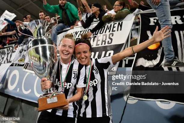 Sanni Franssi and Barbara Bonansea of Juventus celebrates during the women serie A final match between Juventus Women and Brescia calcio Femminile at...