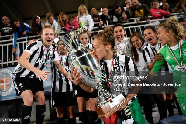 Lisa Boattin of Juventus celebrates during the women serie A final match between Juventus Women and Brescia calcio Femminile at Silvio Piola Stadium...