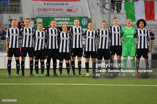 Juventus tema during the Italian national anthem during the women serie A final match between Juventus Women and Brescia calcio Femminile at Silvio...