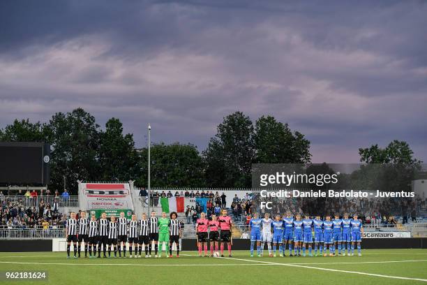 Team line-ups during the women serie A final match between Juventus Women and Brescia calcio Femminile at Silvio Piola Stadium on May 20, 2018 in...