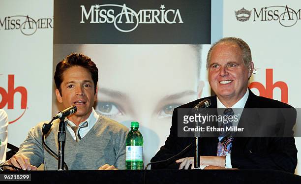 Two of the judges in the 2010 Miss America Pageant, saxophonist Dave Koz and radio talk show host and conservative commentator Rush Limbaugh, speak...