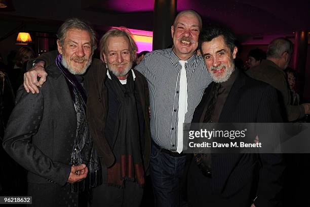 Sir Ian McKellen, Ronald Pickup, Matthew Kelly and Roger Rees attend the afterparty following the cast change of 'Waiting For Godot' at the Haymarket...