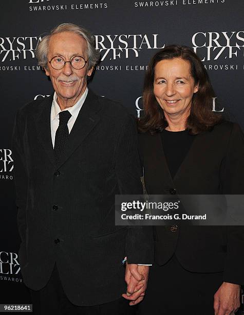 Jean Rochefort and his wife Alexandra attend the 22 Iconic Little Black Dresses by Swarovski at Hotel Pozzo di Borgo on January 27, 2010 in Paris,...