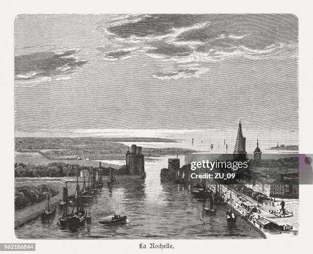 illustrations, cliparts, dessins animés et icônes de vieux-port de la rochelle, france, gravure sur bois, publiés 1897 - vieux port de cannes