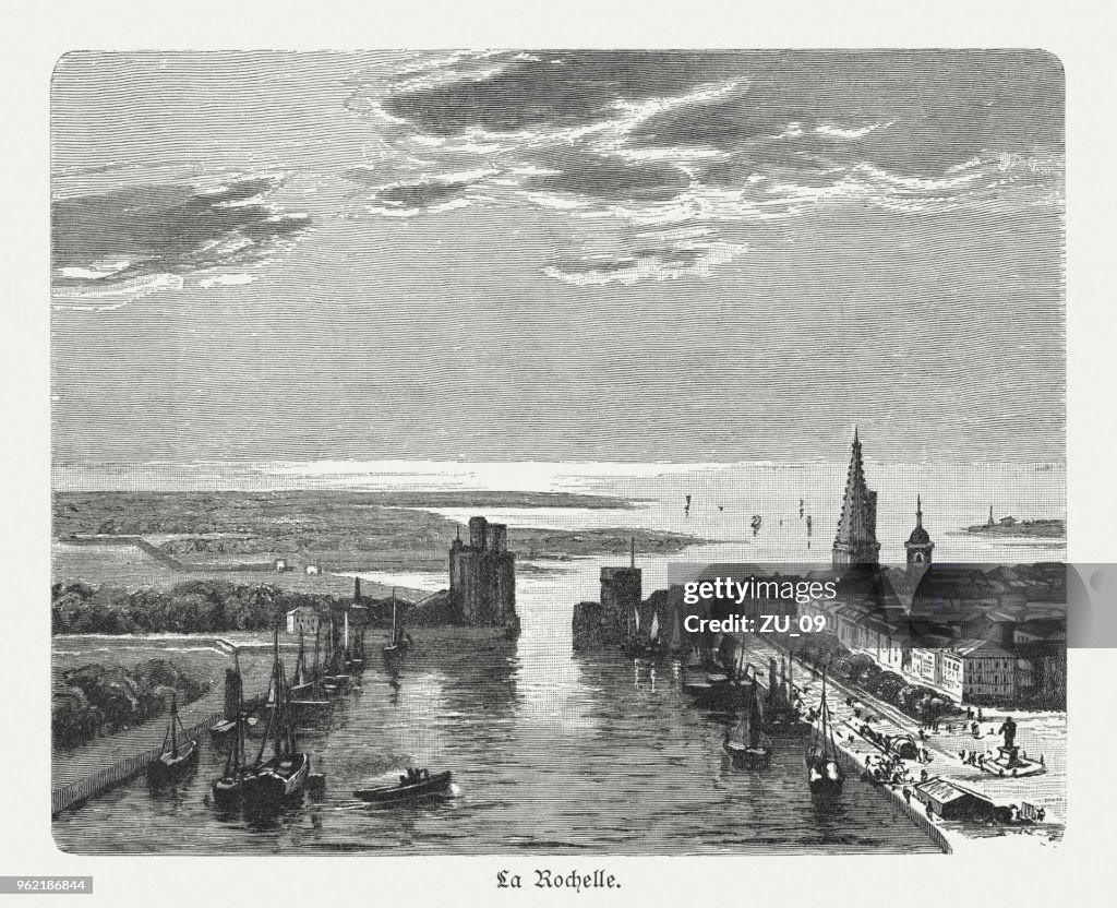 Vieux-Port de La Rochelle, France, wood engraving, published 1897