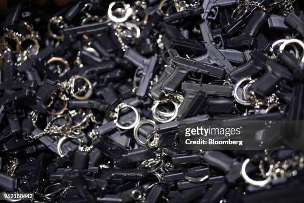 Glock Inc. Promotional key chains are displayed during the Special Operations Forces Industry Conference in Tampa, Florida, U.S., on Tuesday, May 22,...