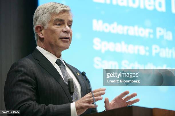 Patrick Harker, president of the Federal Reserve Bank of Philadelphia, speaks during the the Federal Reserve Bank of Atlanta & Dallas Technology...